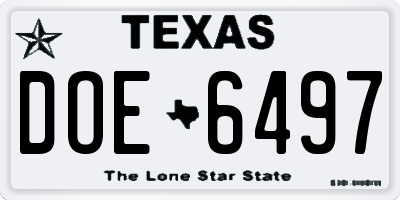 TX license plate DOE6497
