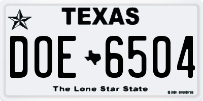 TX license plate DOE6504