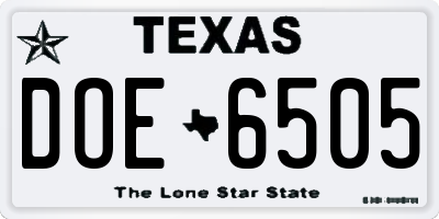 TX license plate DOE6505
