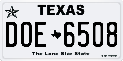 TX license plate DOE6508
