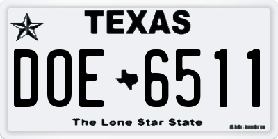 TX license plate DOE6511