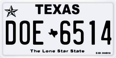 TX license plate DOE6514