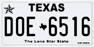 TX license plate DOE6516