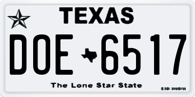 TX license plate DOE6517