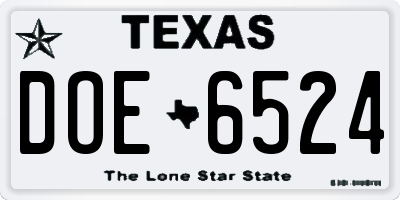 TX license plate DOE6524
