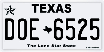 TX license plate DOE6525