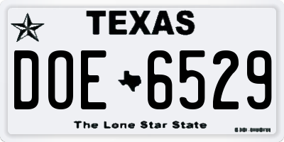 TX license plate DOE6529
