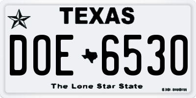 TX license plate DOE6530
