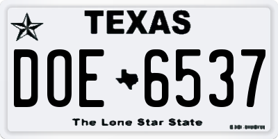 TX license plate DOE6537