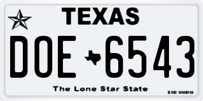 TX license plate DOE6543