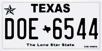 TX license plate DOE6544