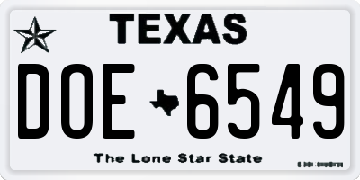 TX license plate DOE6549