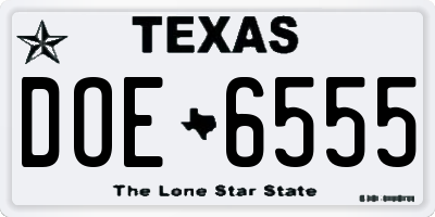 TX license plate DOE6555