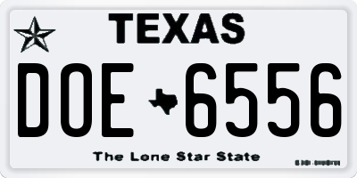TX license plate DOE6556
