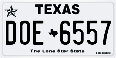 TX license plate DOE6557