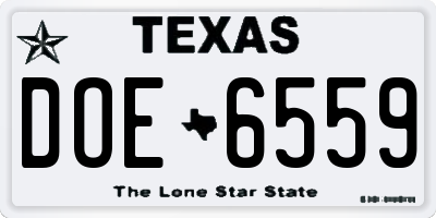 TX license plate DOE6559