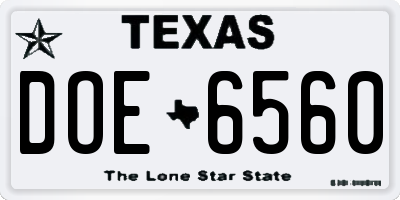 TX license plate DOE6560