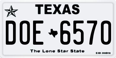 TX license plate DOE6570
