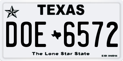 TX license plate DOE6572