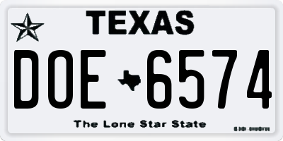 TX license plate DOE6574