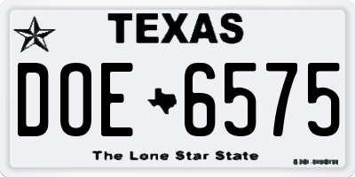 TX license plate DOE6575