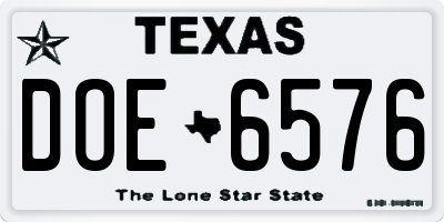 TX license plate DOE6576