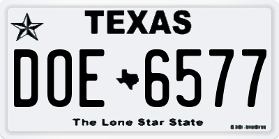 TX license plate DOE6577