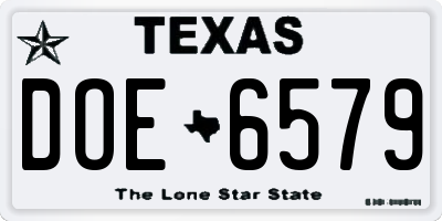 TX license plate DOE6579