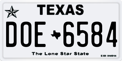 TX license plate DOE6584