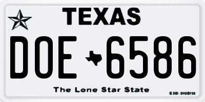 TX license plate DOE6586