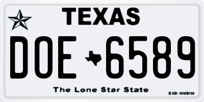 TX license plate DOE6589