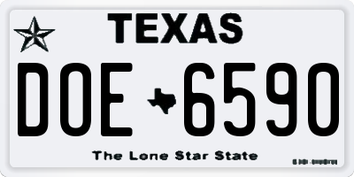 TX license plate DOE6590