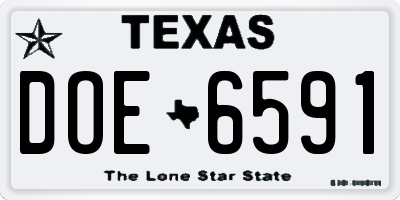 TX license plate DOE6591