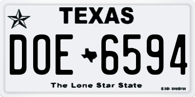 TX license plate DOE6594