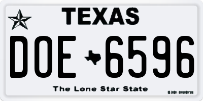 TX license plate DOE6596