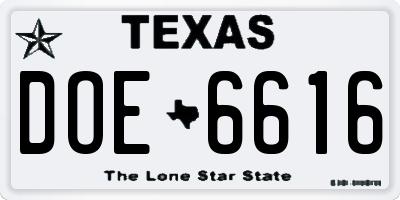 TX license plate DOE6616