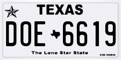 TX license plate DOE6619