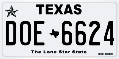 TX license plate DOE6624