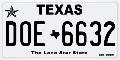 TX license plate DOE6632