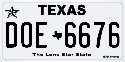 TX license plate DOE6676