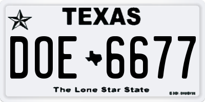 TX license plate DOE6677