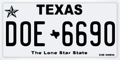 TX license plate DOE6690