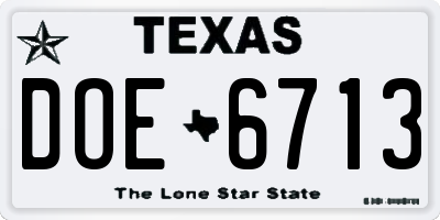 TX license plate DOE6713