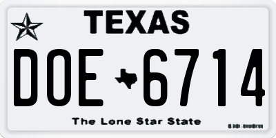 TX license plate DOE6714