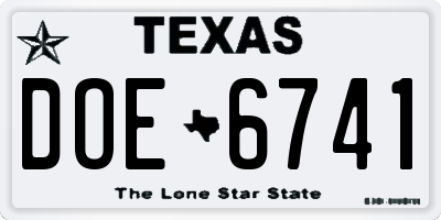 TX license plate DOE6741
