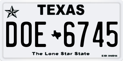 TX license plate DOE6745