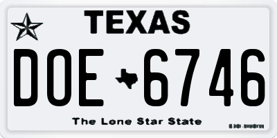TX license plate DOE6746