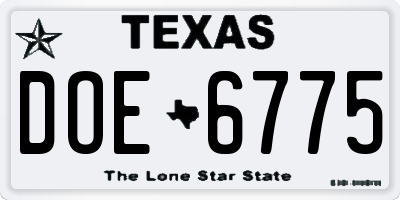 TX license plate DOE6775
