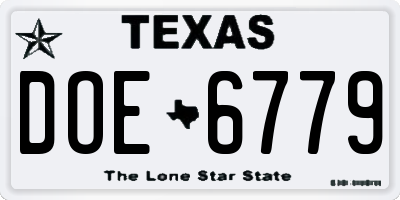 TX license plate DOE6779