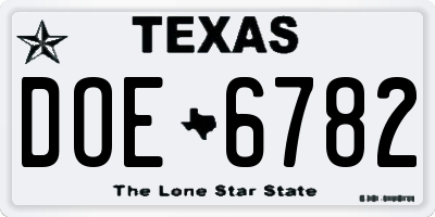 TX license plate DOE6782